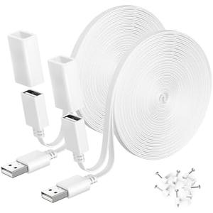 Itramax 30FT Ring Camera Extension Cord 2Pack,USB Extension Cable White Compatible with WYZE Cam V4 V3 V2,OG,Blink 4,Blink XT,Mini 2,Google Nest,Flat Weatherproof Power Extender Charging Cable Wire