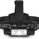 Headlamp Rechargeable, Super Bright LED Headlight Flashlight 6 Modes 160 Degree Adjustable Hardhat Headlamp