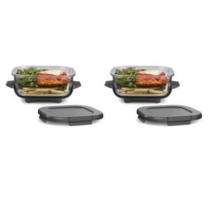 Ninja 6 Cup and 4 QT TempWare Glass Containers with Leak-Proof Storage lid, Compatible Crispi Portable Cooking System, Microwave, Freezer and Dishwasher Safe, PFAS Free Glass Cooking Surface