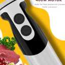 MegaWise Pro Titanium Reinforced 5-in-1 Immersion Hand Blender, Powerful 400W with 80% Sharper Blades, 12-Speed Corded Blender, Including 500ml Chopper, 600ml Beaker, Whisk and Milk Frother (Black)