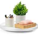 10" Wood Lazy Susan Turntable Organizer, Lazy Susan for Table Top Cabinet Dining Pantry Countertop Cupboard Organization, Decorative Tray for Kitchen Bathroom Decor Coffee Bar Accessories, White
