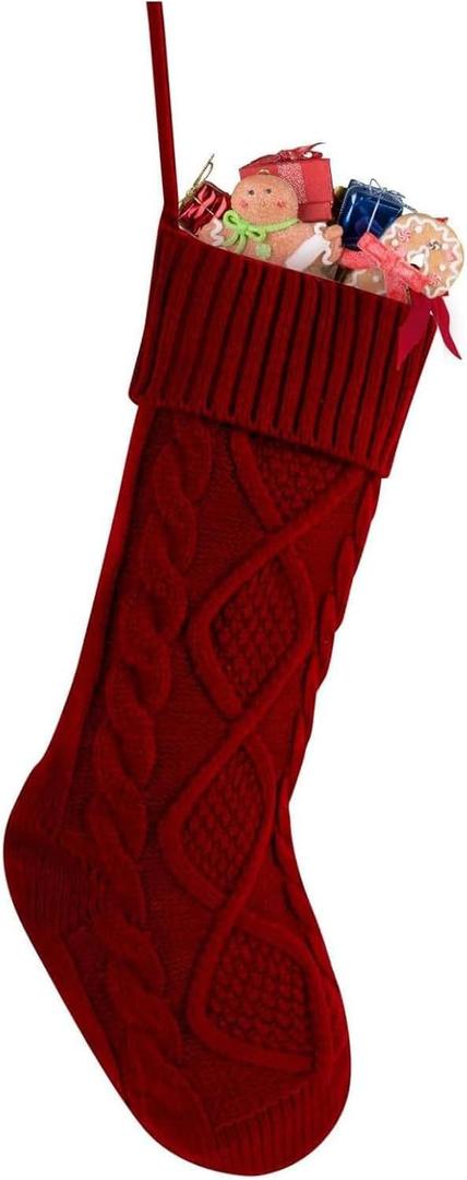 OYB Christmas Stockings18 Inches Knitted Christmas StockingsLarge Christmas StockingsDecorations for Family Holiday Xmas Party(Red)