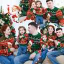 Curipeer Family Matching Cartoon Funny Christmas Sweater Cartoon Santa and Bear Christmas Sweater for Men Women (Red, S)