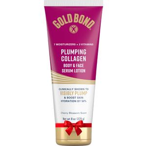 Gold Bond Plumping Collagen Body and Face Serum Lotion, Lightweight Hydrating Moisturizer with Collagen Peptide Complex, Jojoba and Grapeseed Oils to Visibly Plump Skin, Cherry Blossom Scent, 8 oz