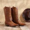 DREAM PAIRS Women's Cowboy Cowgirl Western Boots, Tan, 11