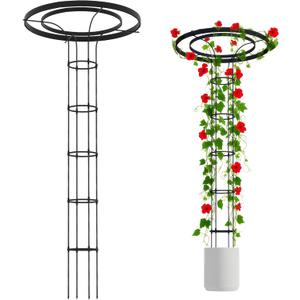 Garden Trellis for Climbing Plants Outdoor, 6.9FT Tall Metal Obelisk Trellis, 82.7" Umbrella Trellis for Potted Plants, Mushroom Top Trellises for Vines, Rose, Clematis, Pea, Bean, Tomato