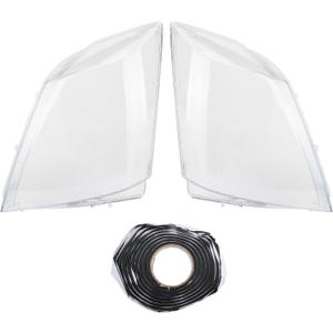 AUTOKAY Pair Clear Left Right Headlight Lens Cover with Glue Fits for Cadillac CTS 2008-2013