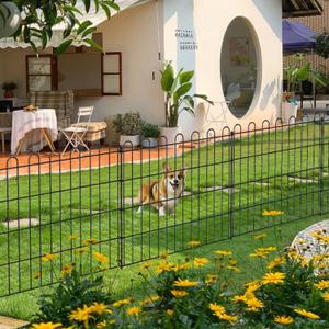 Decorative Garden Fence Border 5 Pack 24 in (H) x 13 ft (L), Rustproof Black Metal Garden Fencing Animal Barrier for Dogs