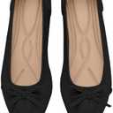 TINGRISE Women's Flats Pointed Toe Bow Knit Ballet Shoes Comfortable Dressy Mesh Slip On Flat, 7