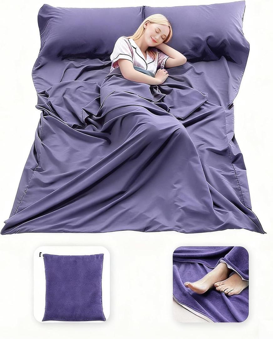 Sleeping Bag Liner Lightweight Compact Sleeping Bag Sack Portable Clean Travel Sheet Camping Sleep Sheet for Backpacking Hotel Hiking (82.7 X 70.9, Grey Blue)