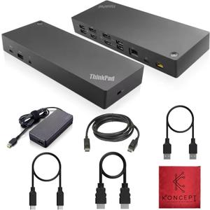 Lenovo 40AF0135US ThinkPad Docking Station Dual Monitor Hybrid USB-C with USB-A, Supports 4K, with 135, HDMI & DisplayPort Cable Compatible with Windows 