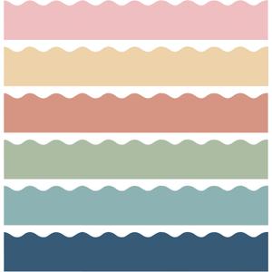 137.8 Ft Boho Bulletin Board Borders Colorful Classroom Borders Scalloped Boho Bulletin Board Decorations for Teacher Classroom School Home Office Chalkboard Whiteboard Wall Decor, 120 Sheets