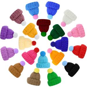 Christmas Mini Knitting Hats Penta Angel 20Pcs Assorted Color Small Santa Wool Yarn Doll Hats Bottle Caps for Christmas Tree Hanging Ornaments Snowmen Art and Craft DIY Hair Accessories (Mixed Color)
