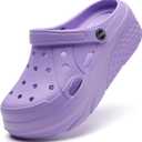 SECHRITE Womens Platform Clogs Garden Shoes with Strap Waterproof Slip On Slides Beach Pool Sandals Summer Mules Home Slippers Water Shoes Purple 42