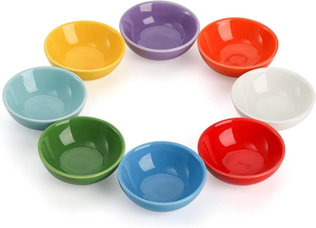 ZENFUN Set of 8 Ceramic Pinch Bowls Set, 3.5 Oz Porcelain Round Sauce Dipping Dishes, Mini Terracotta Dessert Bowls, Condiments Bowls in Bulk for Kitchen, Cooking Prep, Parties, Decor, Sushi