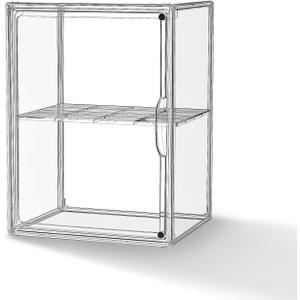 Clear Acrylic Display Case, Super Large Stackable Storage Bins Magnetic Attraction Lids, Acrylic Box with Compartment Divider for Collectibles, Figures, Cosmetic, Purse, Handbag, Wallet, 1 Pack