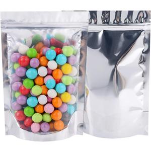 100PCS Resealable Mylar Bags for Food Storage, 7.9''x 11.8'' Smell Proof Ziplock Bags Freestanding, Aluminum Foil Packaging Pouches Bag for Cookies, Nuts, Tea, Candy - 5.5 Mil