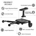 Universal 2-in-1 Stroller Board with Detachable Seat | Stand or Sit Ride-On Board for Bugaboo, UPPAbaby & Most Strollers | Adjustable & Easy Install | Holds Kids up to 60lbs