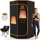 Portable Sauna for Home, Extra Large Sauna Box, Thickened 600D Thermal Sauna Tent, 3L 1500W Steamer, 9 Levels Heat, 99 Mins Timer, 450LBS Folding Chair, Black