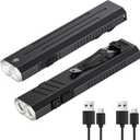 2pack Rechargeable EDC Flashlight - Emergency One Click Strobe Mode, 1600 High Lumens Portable Pocket light Mini Flashlight , Magnetic Small EDC Slim Flat Flashlight for Working Camping Repairing (2PCS)