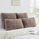 FUTEI Pack of 2 Decorative Throw Pillow Covers 22x22 Inch,Soft Fluffy Faux Wool Fur Boucle Textured Cushion Case,Modern Home Decor for Couch Bed Living Room Office,Khaki