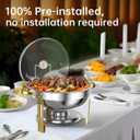Chafing Dishes for Buffet Set: 100% Pre-Installed Chafers for Catering - Round Chafing Dish Buffet Set with Lids | Chafers and Buffet Warmers Sets | Serving Food Warmer | Chafers Servers Sets