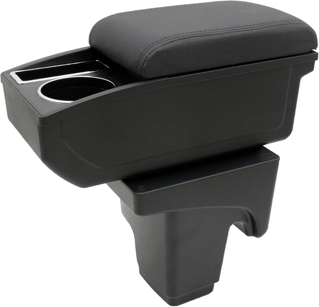 Car Armrest Box for Ford Focus 2012-2018 MK3 Auto Accessories Center Console Leather Arm Rest Double-Layer Storage Space with Cup Holder (Black Thread)