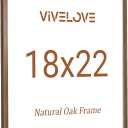 Vivelove 18x22 Picture Frame, High-End Natural Oak 18 x 22 Wooden Frame with Tempered Glass, 18x22 Wood Poster Frame for Wall, Wall Hook Included for Art Photo and Prints, Walnut