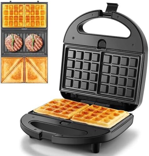 OSTBA Panini Press Grill with Adjustable Temperature, 4-Slice Indoor Grill, 180 Open Sandwich Maker with Drip Tray, Non-Stick Plates, Stainless Steel, 1200W