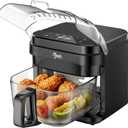 5.8QT Glass Air Fryer with Basket, Non-Toxic, BPA & Teflon Free, 8 Presets, Infrared Heating, Flip-Up Safety Shield, Oil-Less Cooking, Easy Clean, Compact for 13 People