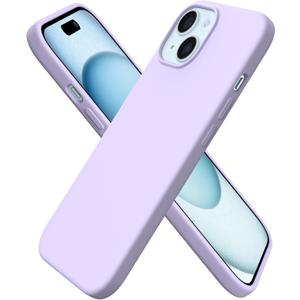 ORNARTO Compatible with iPhone 15 Case 6.1, Slim Liquid Silicone 3 Layers Full Covered Soft Gel Rubber Phone Case, Anti-Scratch Shockproof Protective Cover 6.1 Inch, Pastel Lilac