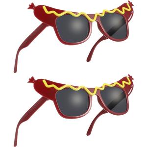 2pcs Hot Dog Eyeglasses for Dance Party and Masquerade Funny Makeup Glasses with Vibrant Design for Beach Gatherings and Themed Events