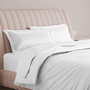 Carressa Linen Oversized King Duvet Cover - 100% Egyptian Cotton 600 Series Hydrangeas Collection, Duvet Covers (3 PC, White), Soft, Sateen Comforter Protector, Zipper Closure & 7 Corner Ties