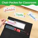 24 PCS Chair Pockets for Classroom, 20 x 17 Inch Extra Large Seat Sacks with Name Tags, Heavy-Duty Oxford Fabric Chair Organizers for School, Home, Office Black