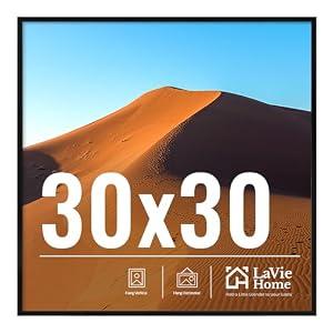 LaVie Home 30x30 Black Picture Frame, 30x30 Wall Display, Modern Style, Horizontal Orientation for Special Occasions