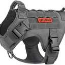 OneTigris Adjustable Tactical Dog Harness with Handle Full Body Dog Vest for Hiking Training Outdoor(Grey, Large)