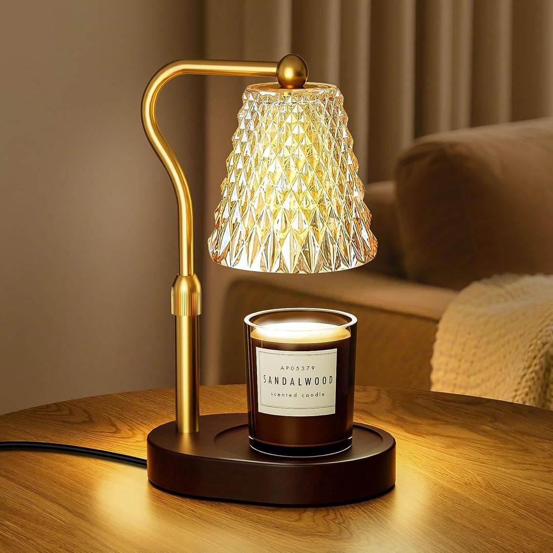 Candle Warmer Lamp with Timer Dimmable, Birthday Gifts for Women Mom, House Warming Gifts New Home Decor, Wax Melt Warmer for Jar Candles with 2 Bulbs (Walnut)