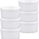HIC Kitchen Ramekin, Fine Porcelain, For Serving Condiments, Dips, Sauces, And Small Desserts, 2-Ounce Capacity, Set of 6, White 