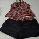 Women Tankini Swimsuits with Shorts - Two Piece Tummy Control Bathing Suits Top with Two Pockets Bottom Swimwear, Size L