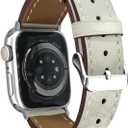 Premium Italy Leather Bands Compatible with Apple Watch Band 40mm 38mm 41mm 42mm 44mm 45mm 46mm 49mm, Soft Leather Watch Replacement Band for Watch Series Ultra SE 10 9 8 7 6 5 4 3 2 1 for Women Men (Cream)