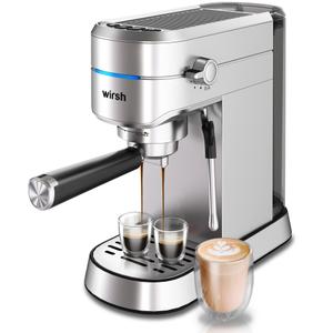 wirsh Espresso Machine,20 Bar Semi-Automatic Espresso Maker with Pressure Gauge, Steam Wand, Stainless Steel Expresso Coffee Machine for Espresso/Latte/Cappuccino, Touch Screen,Home Barista Plus