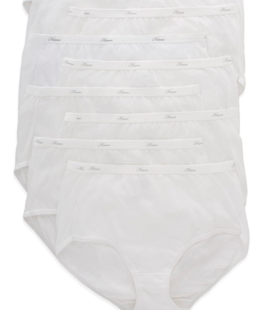 Hanes Women's Cotton Brief Value Pack, 6 Pack, Assorted Brief Underwear White Size 7/L
