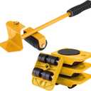 Huakaile Heavy Duty Furniture Lift Mover Tool Set, 1322 Lbs Load Capacity Furniture Lifter with Wheels Pallet, Adjustable Appliance Rollers Dolly for Table Refrigerator Floors Cabinet (Yellow)