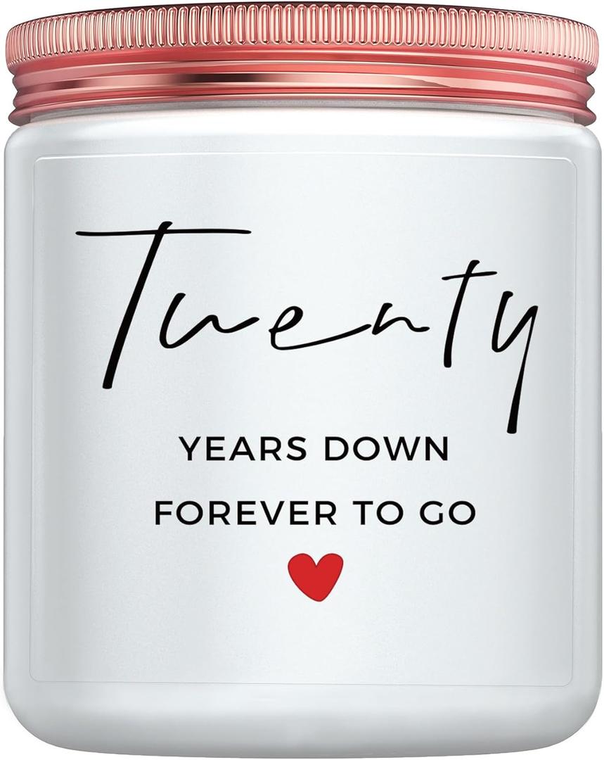 2 x 20 Year Anniversary Candle Gifts, Best 20th Wedding Anniversary Couple Her Him Wife Husband Women Gifts