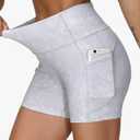 THE GYM PEOPLE High Waist Yoga Shorts for Women's Tummy Control Fitness Athletic Workout Running Shorts with Deep Pockets, Tie Dye White, S