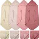 VitalCozy 8 Pcs Baby Muslin Hooded Bath Towels and Washcloths Muslin Cotton Hooded Baby Towels Absorbent Blankets for Gift Newborn Infant Shower (32 x 32 Inch, Elegant Color)