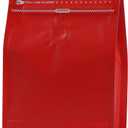 REMTAP Coffee Bags with Valve (50pcs,8oz) Red High Barrier Aluminumed Foil Flat Bottom Standing Coffee Beans Storage Bags,Reusable Heat Sealable Side Zipper Pouches for Home or Store