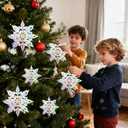 Winter Wonderland Banners, Glittery Snowflakes Hanging Swirls, 3D Laser Paper Snow Flakes for Winter Wonderland Frozen Party Decorations, Christmas Party Decoration, Birthday Home Decor.