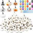 Thyle Thanksgiving Mini DIY Pumpkin Fall Decorations White Fake Foam Pumpkins for DIY Crafts Artificial Boo Faux Rustic Halloween Autumn Table Centerpiece Bowl Fillers(100 Pcs)