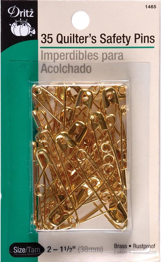 Dritz 1465 Safety Pins, Brass, Size 2 (35-Count)